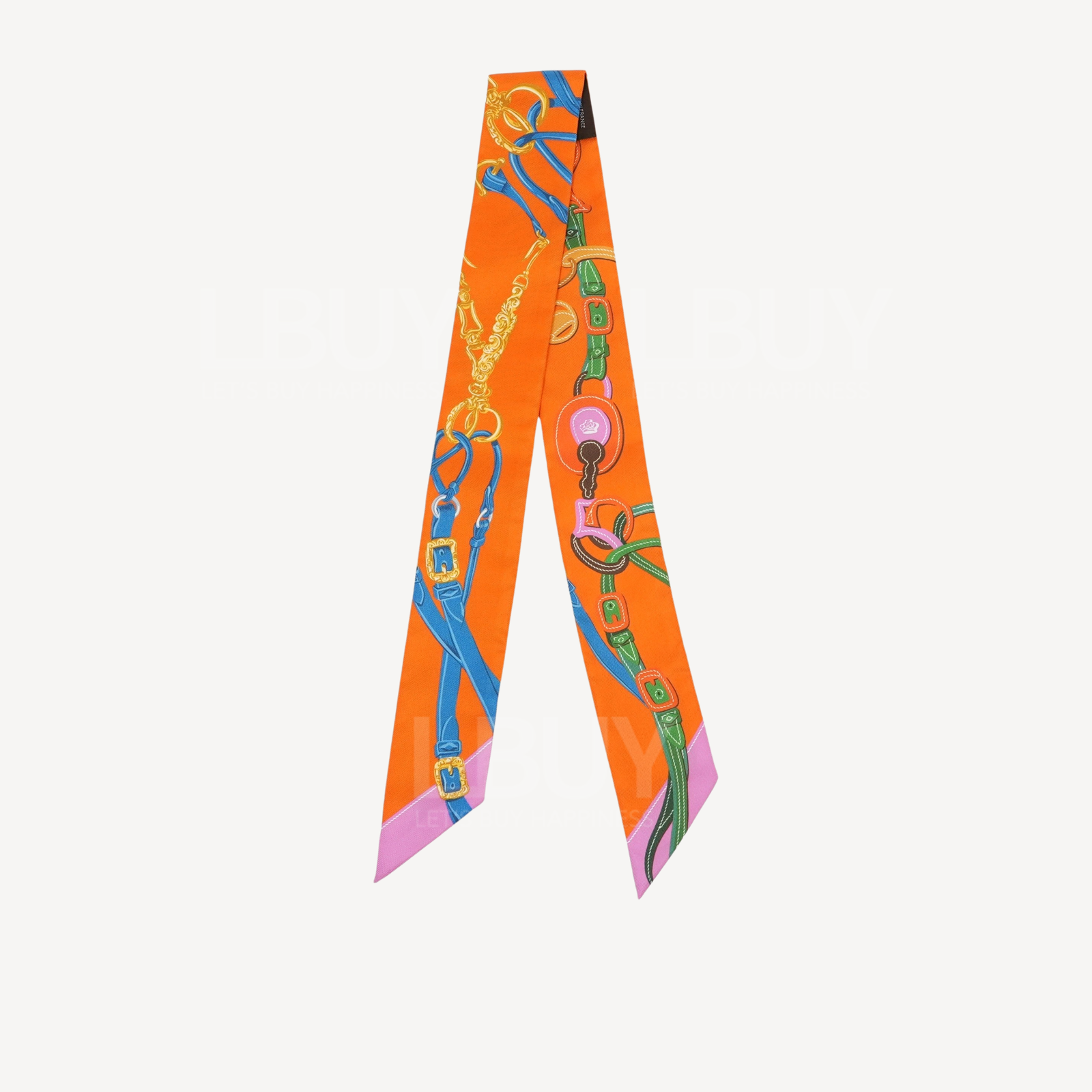 Hermes Brides de Gala Applique Pique Twilly Orange Bleu Azur Cyclamen