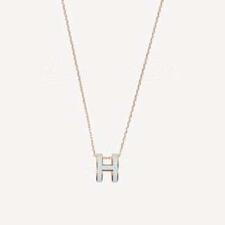 Hermes Pop H Necklace 项链 微风蓝配玫瑰金色