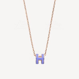 Hermes Mini Pop H Necklace Lilas with Rose Gold Hardware