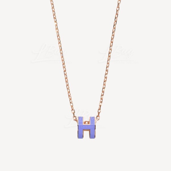 Hermès-Hermes Mini Pop H Necklace Lilas with Rose Gold Hardware