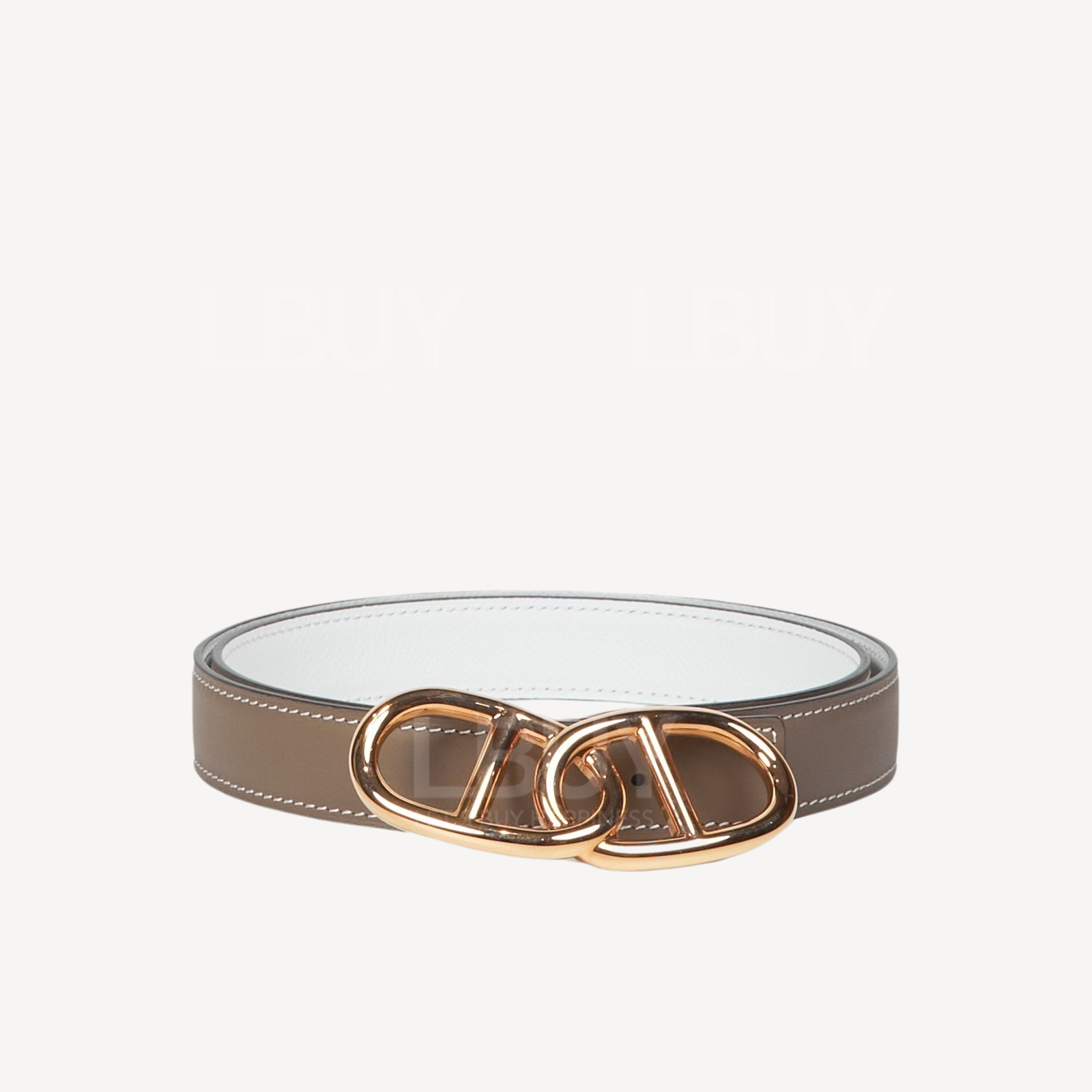 Hermes Escale Belt Buckle & Reversible Leather Strap 24 mm 双面皮带 大象灰 白色 金扣