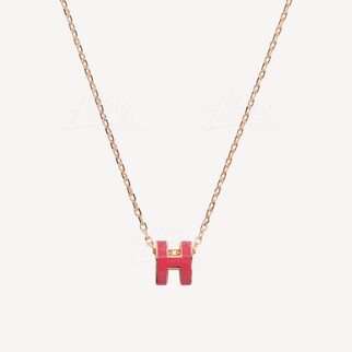 Hermes Mini Pop H Necklace 项链 S7 亮粉配玫瑰金色