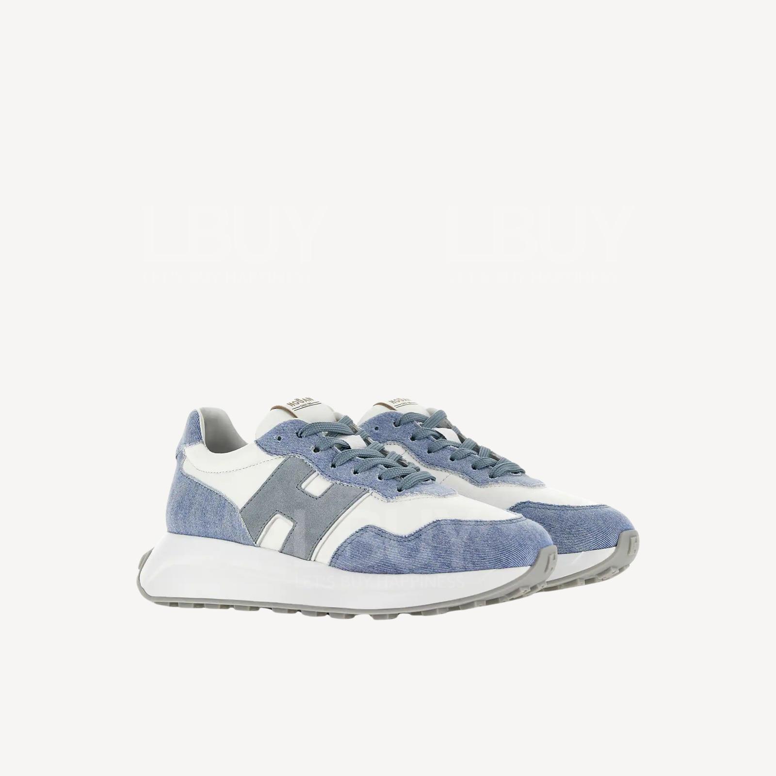 Hogan Denim Sneakers White Sky Blue H461