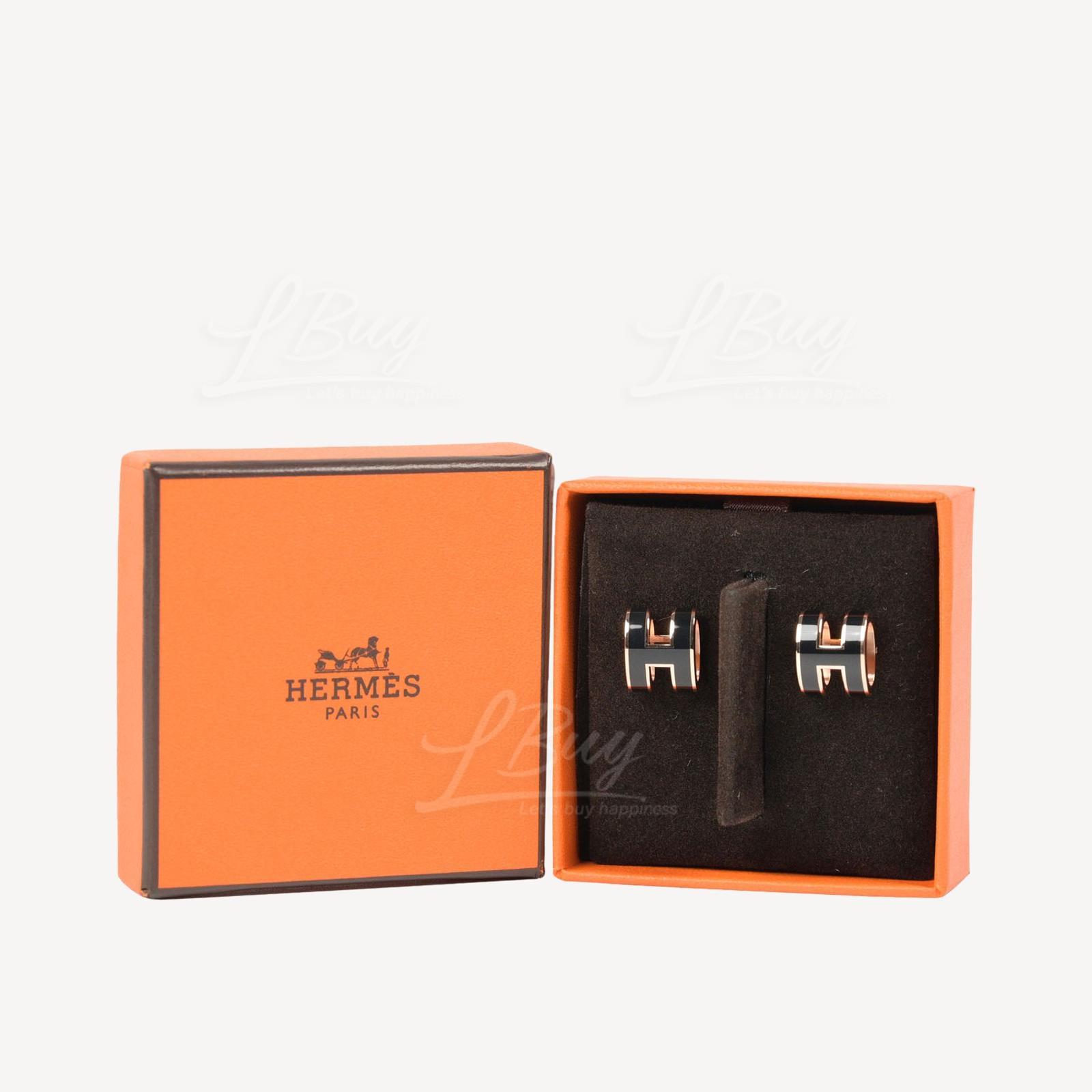 Hermes Pop H Earrings 耳环 黑配玫瑰金色