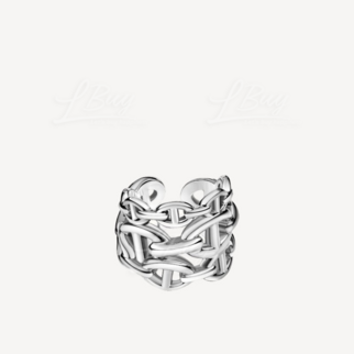 Hermes Chaine D'Ancre Enchainee Ring Large Model３層豬鼻925純銀戒指