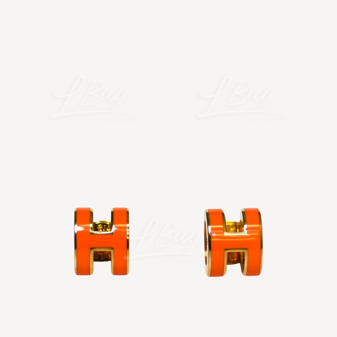 Hermes Mini Pop H Earrings 耳环 绸缎橙配金色