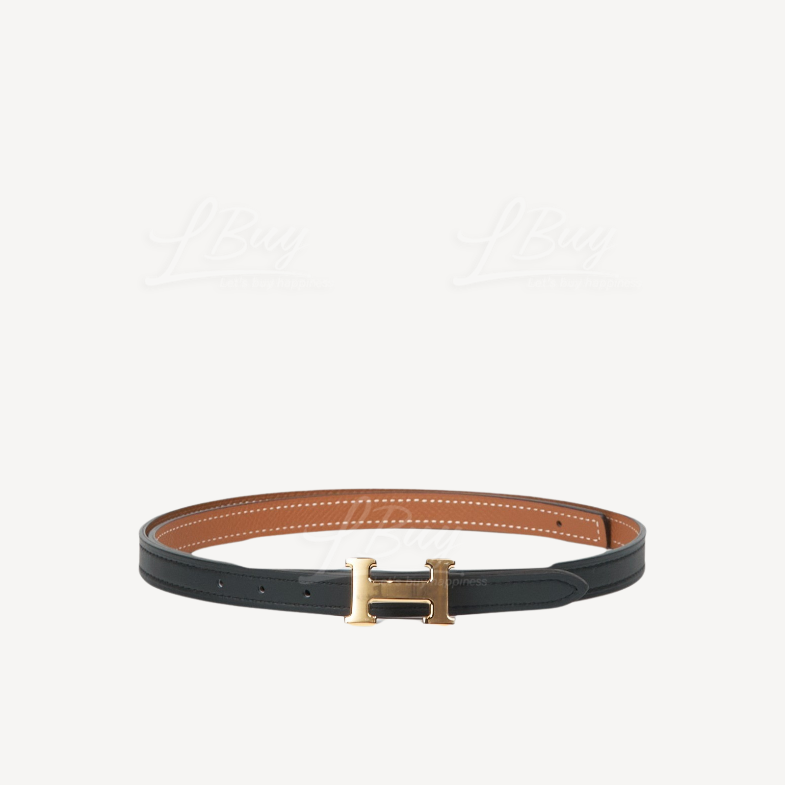 Hermes H Belt Buckle & Reversible Leather Strap 13mm 双面皮带 黑色 金色 金扣