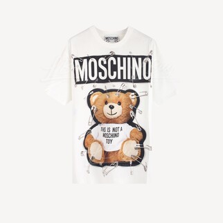 Moschino Couture 扣针泰迪熊Logo 短袖T恤 白色