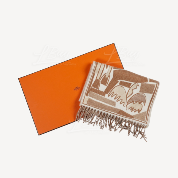 エルメス マフラー surf and fun Camel/sable/ivoire エルメス マフラー surf and fun Camel/sable/ivoire (HERMES