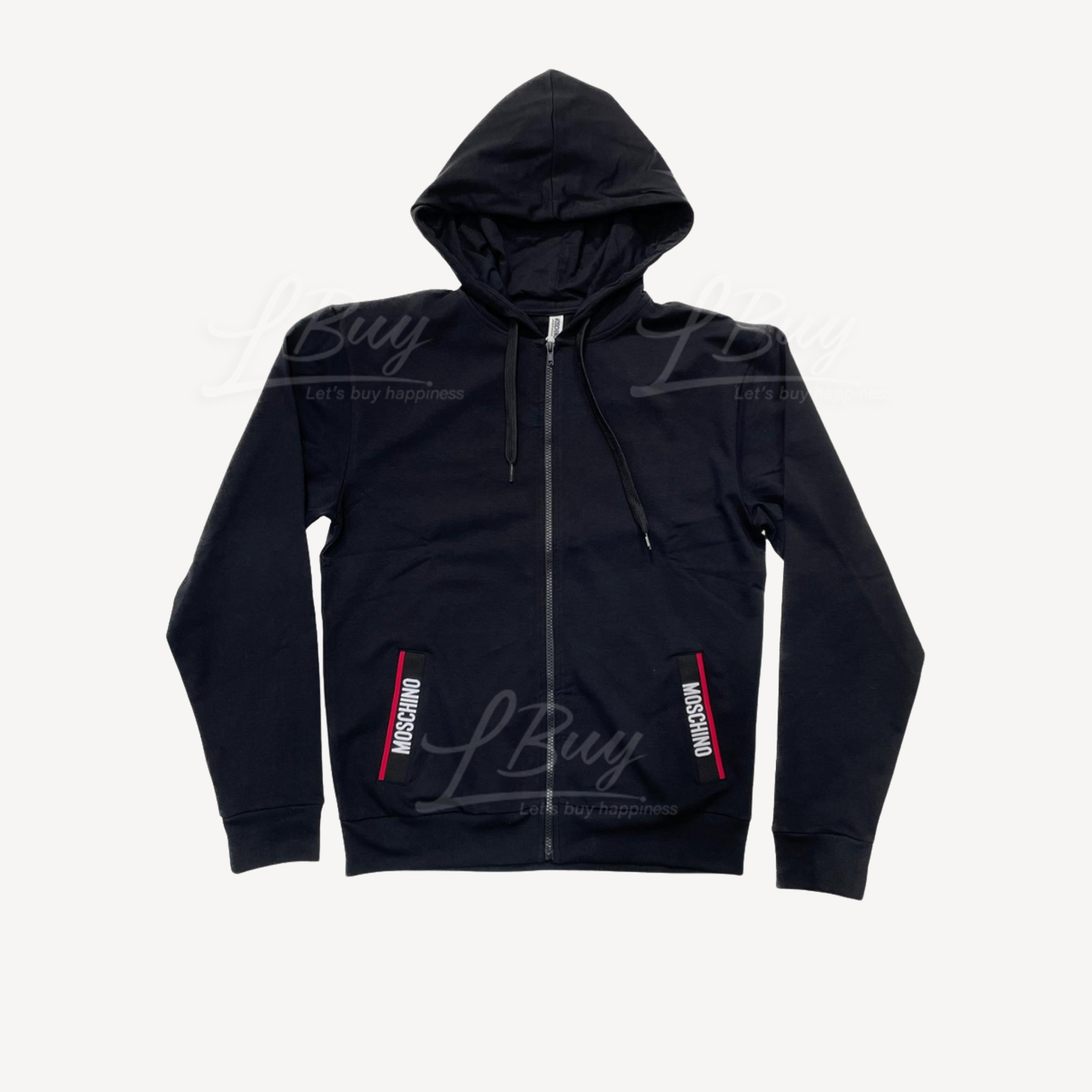 Moschino Moschino Logo at Pocket Side Hooded Jacket Black Colour