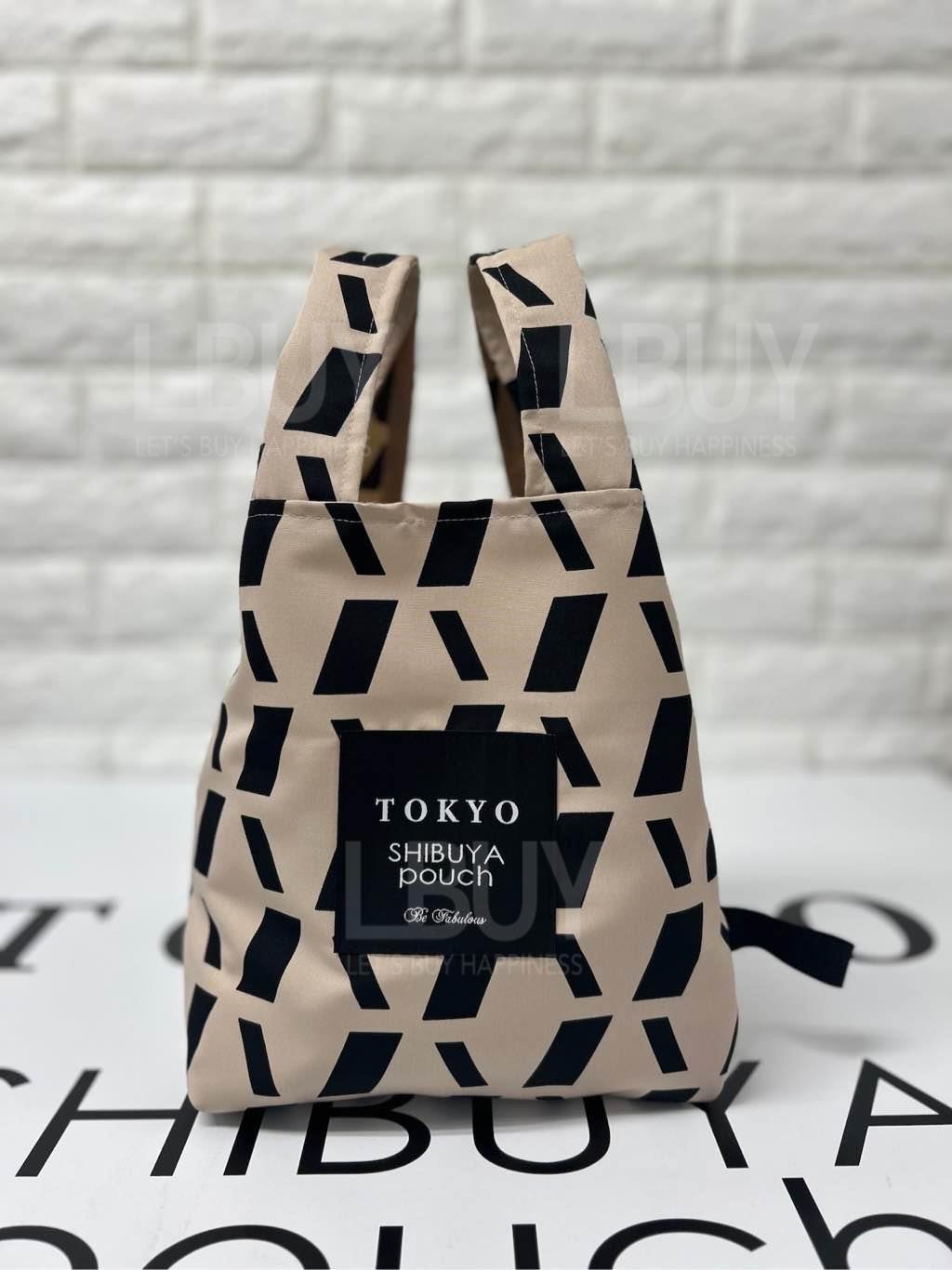 Shibuya Pouch 米色平行四邊形花紋手挽袋