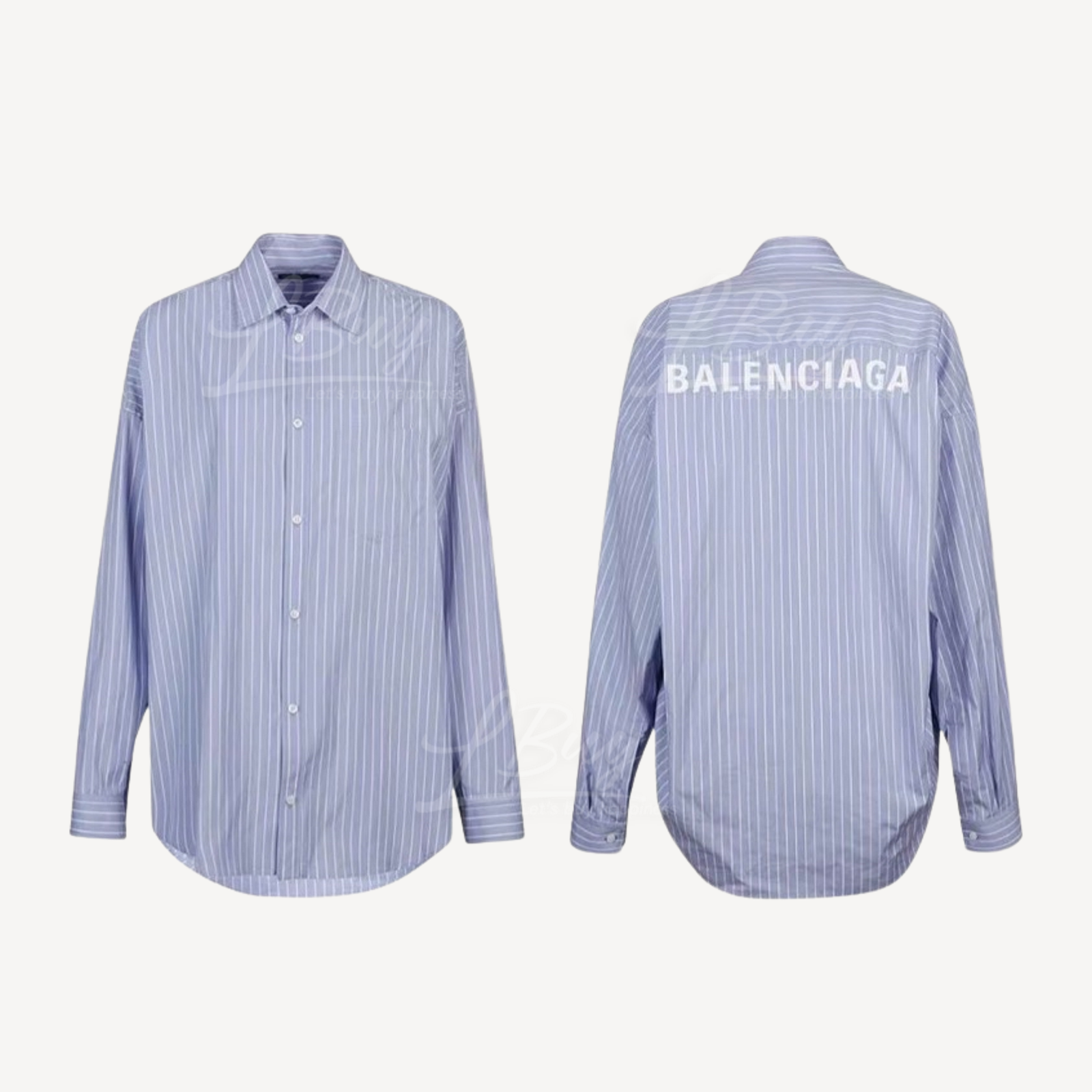 Balenciaga 淺藍色條紋長袖恤衫