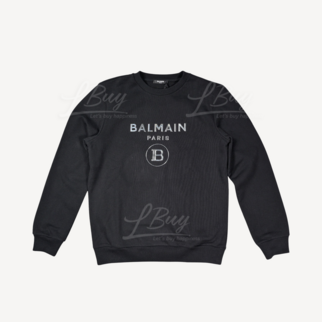 Balmain Silver Logo Sweatshirt Black