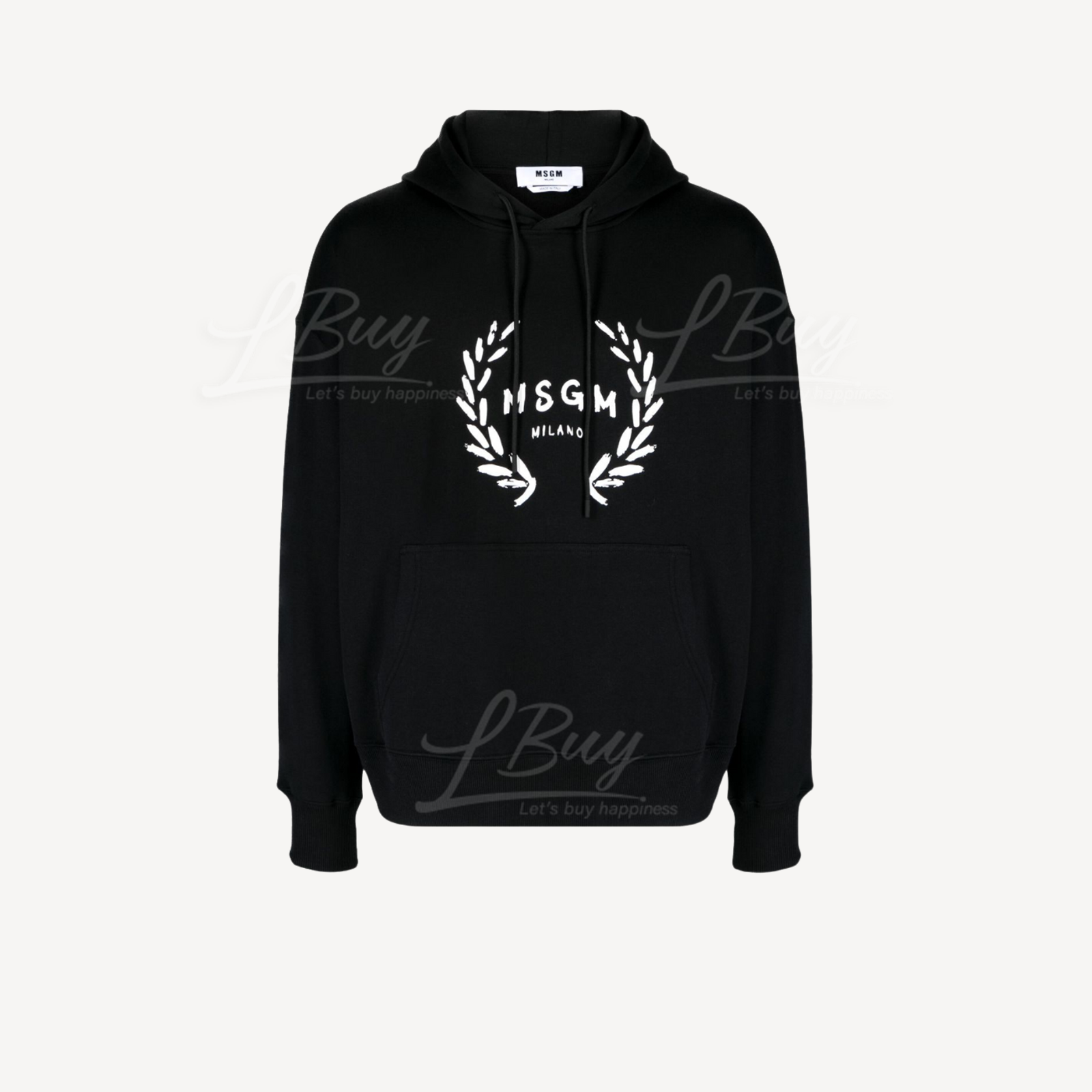 MSGM 黑色白色Logo字連帽衛衣Hoodie