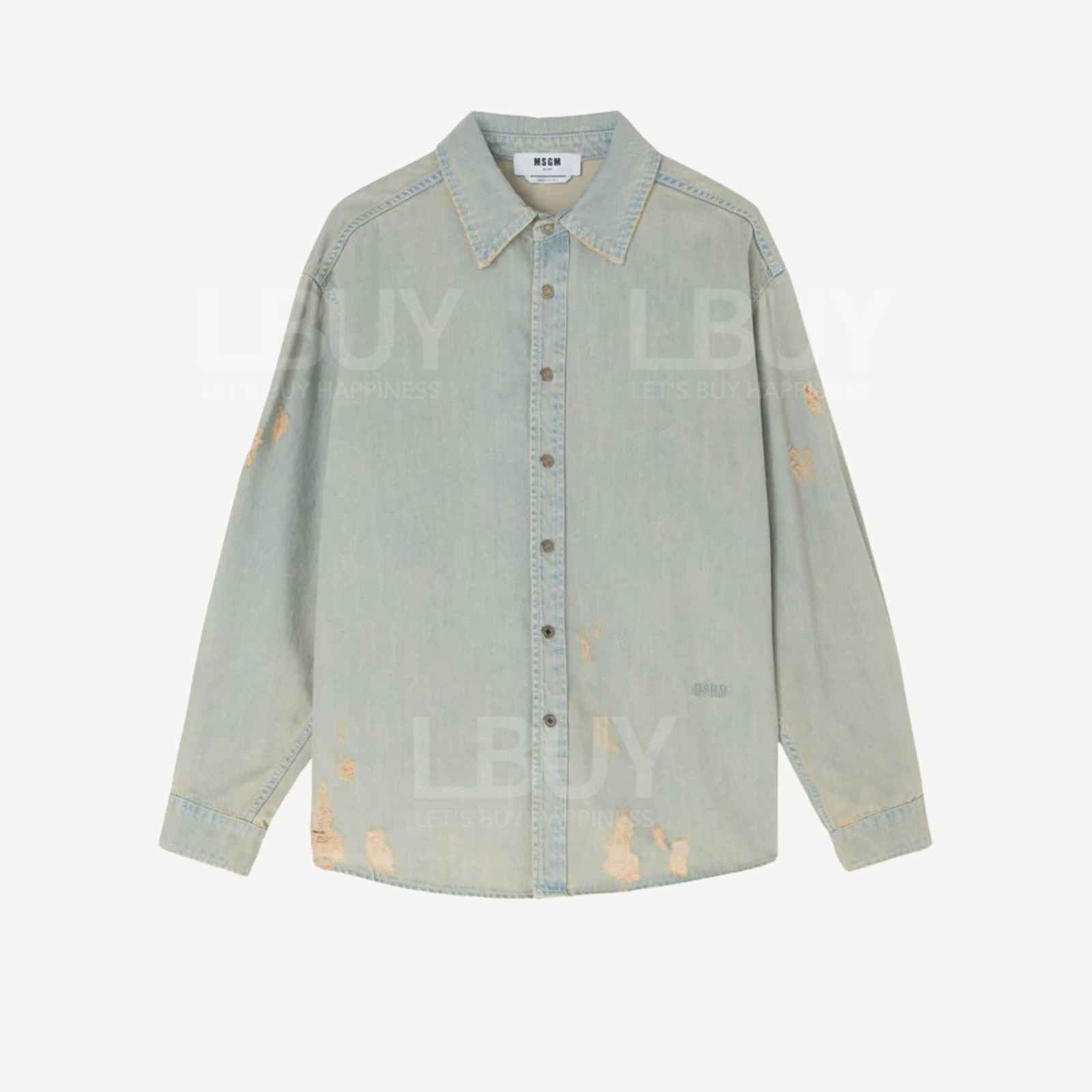 MSGM 淺色破折牛仔襯衫