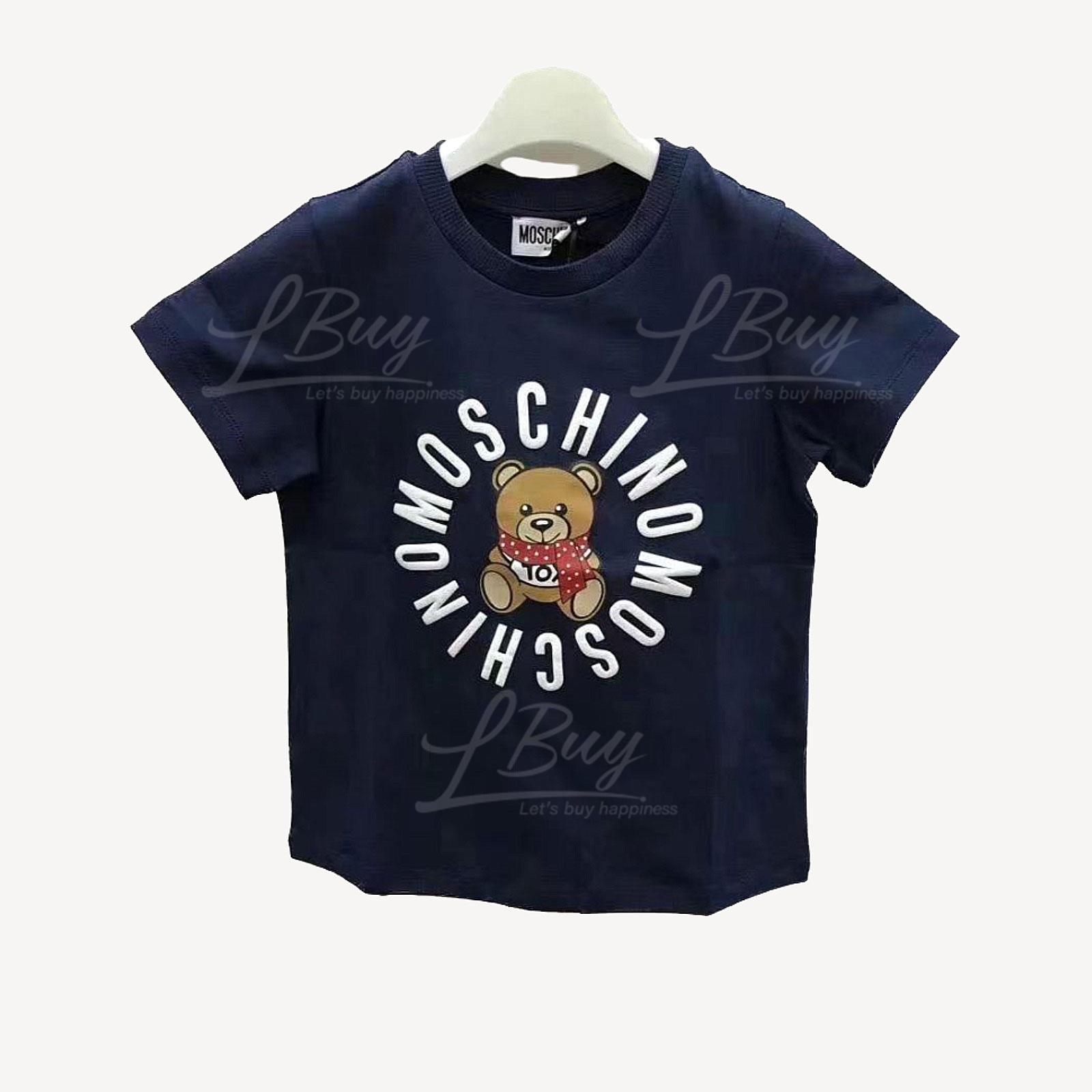 Moschino 童装深蓝色熊仔棉质短袖T恤