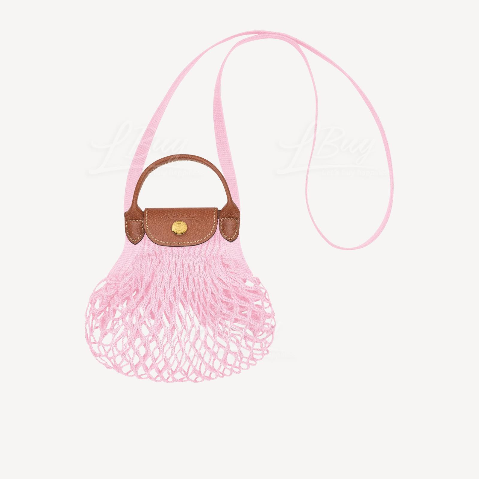 Longchamp Le Pliage Filet 網袋 斜揹袋 XS 粉紅色
