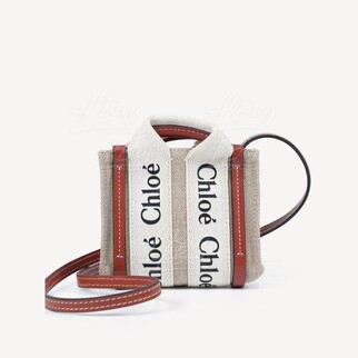 Chloe Woody Nano Tote Bag Crossbody Bag Brown