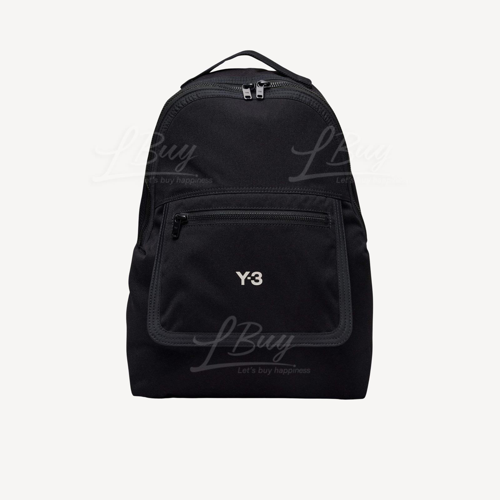 Y-3 白色Logo拉链口袋经典背囊 黑色 IY4063