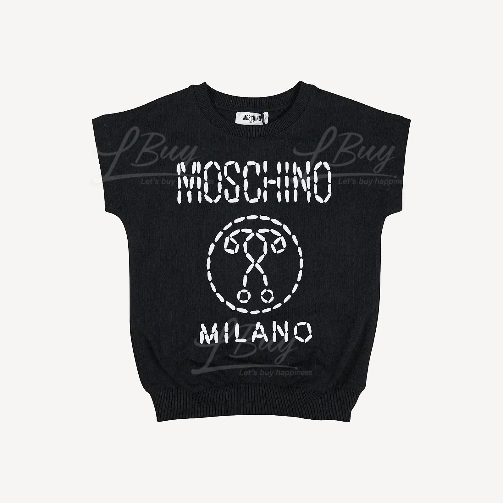 Moschino Kids Print Dashed Logo Short Sleeve T-Shirt Black