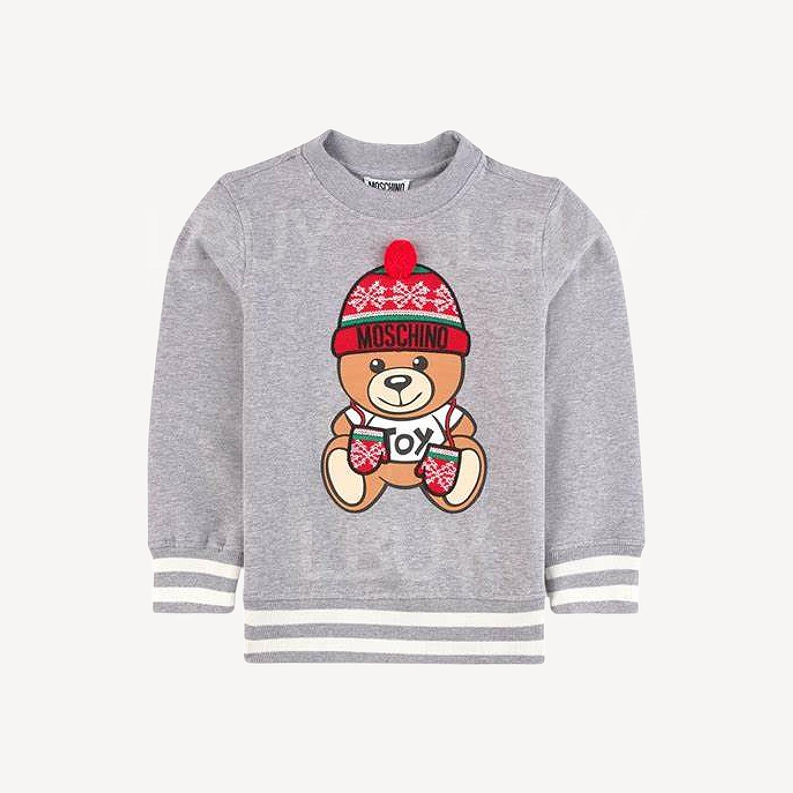 Moschino Kids Beanie Gloves Teddy Bear Long Sleeve Sweatshirt Grey