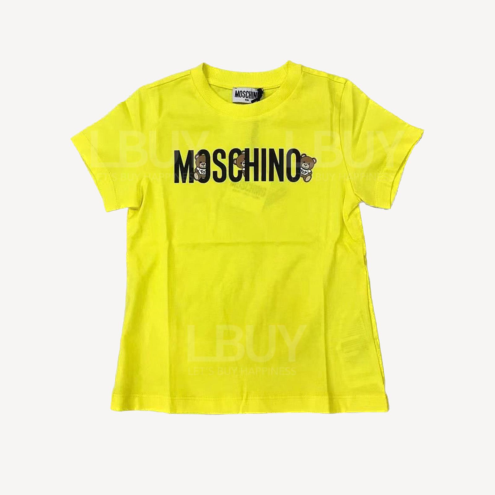 Moschino童裝黃色英文字母拼熊仔logo Tee