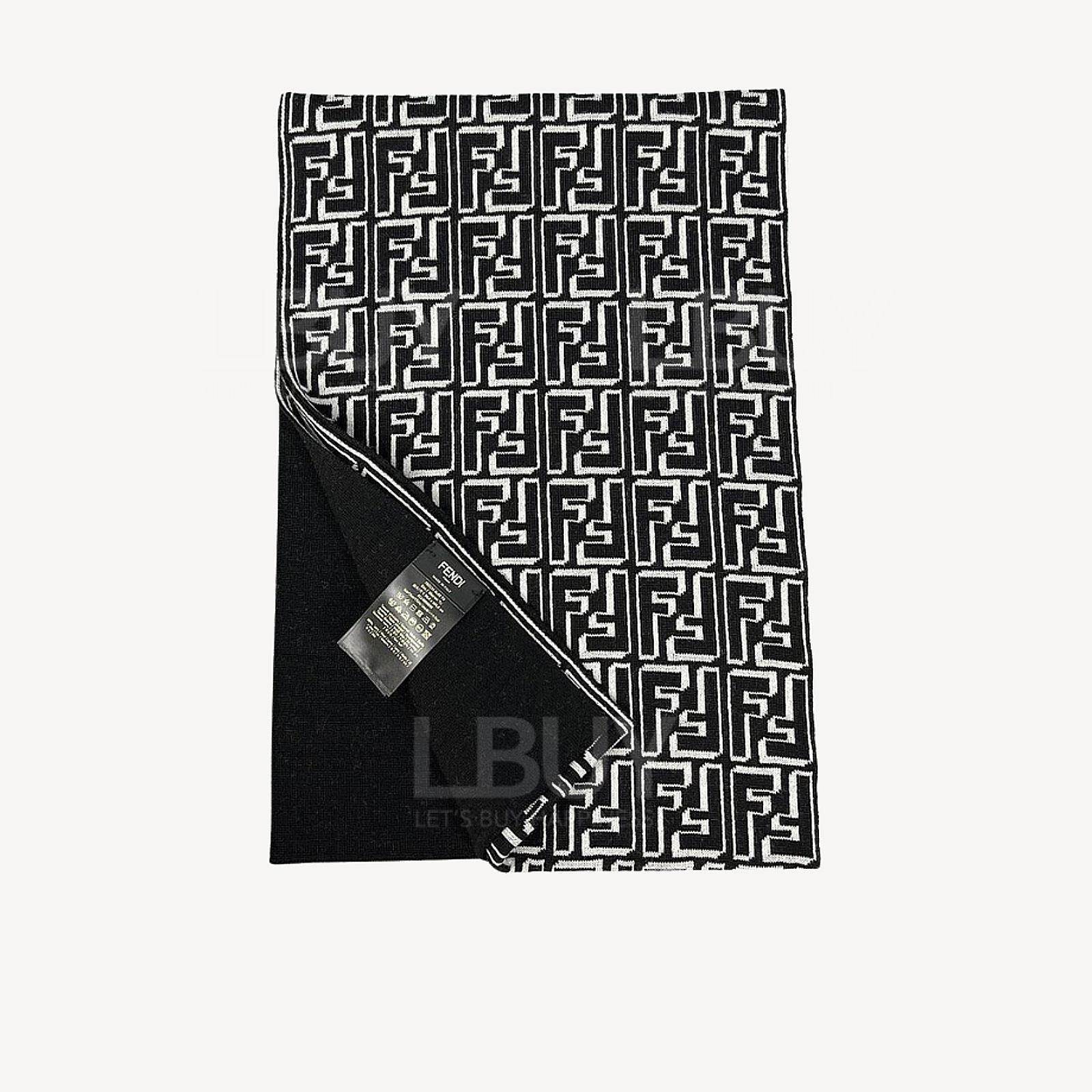 Fendi Classic FF Logo Double Sided Wool Scarf