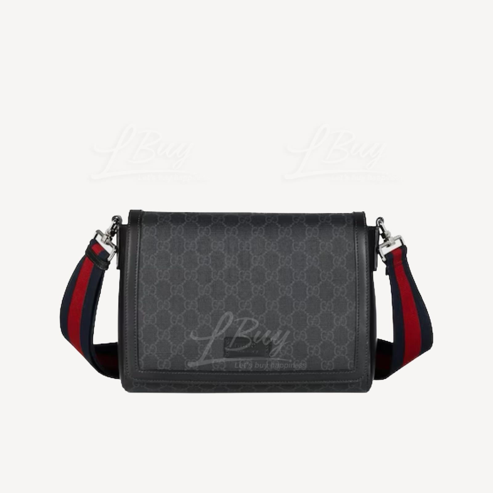 Gucci GG Supreme 帆布 長形斜揹袋 黑色 771167