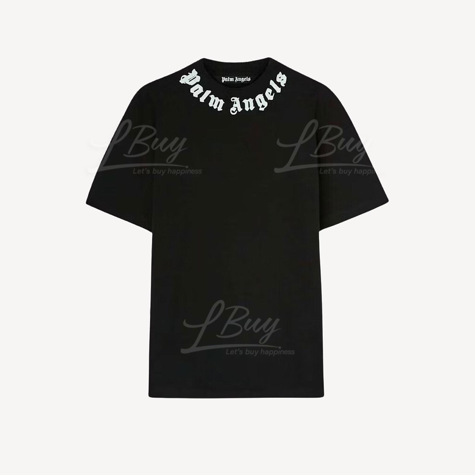 Palm Angels Black Round Neck Short Sleeve T-Shirt
