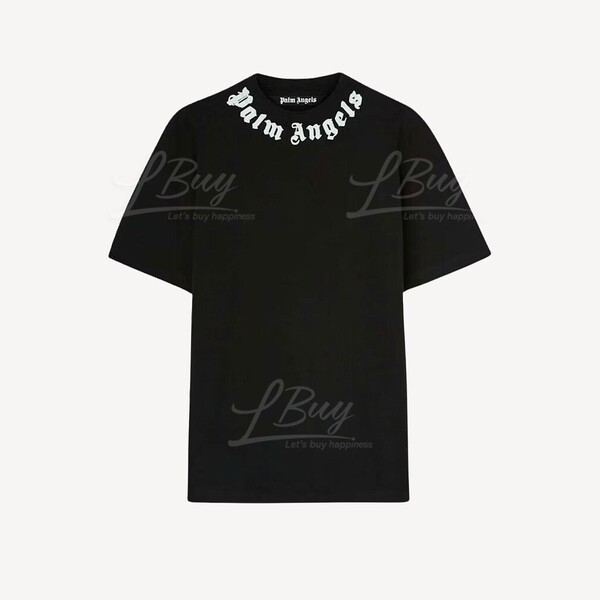 VIP【関税送料無料】希少 Palm Angels College T-shirt Palm Angels-Palm Angels Black Round Neck Short Sleeve T-Shirt