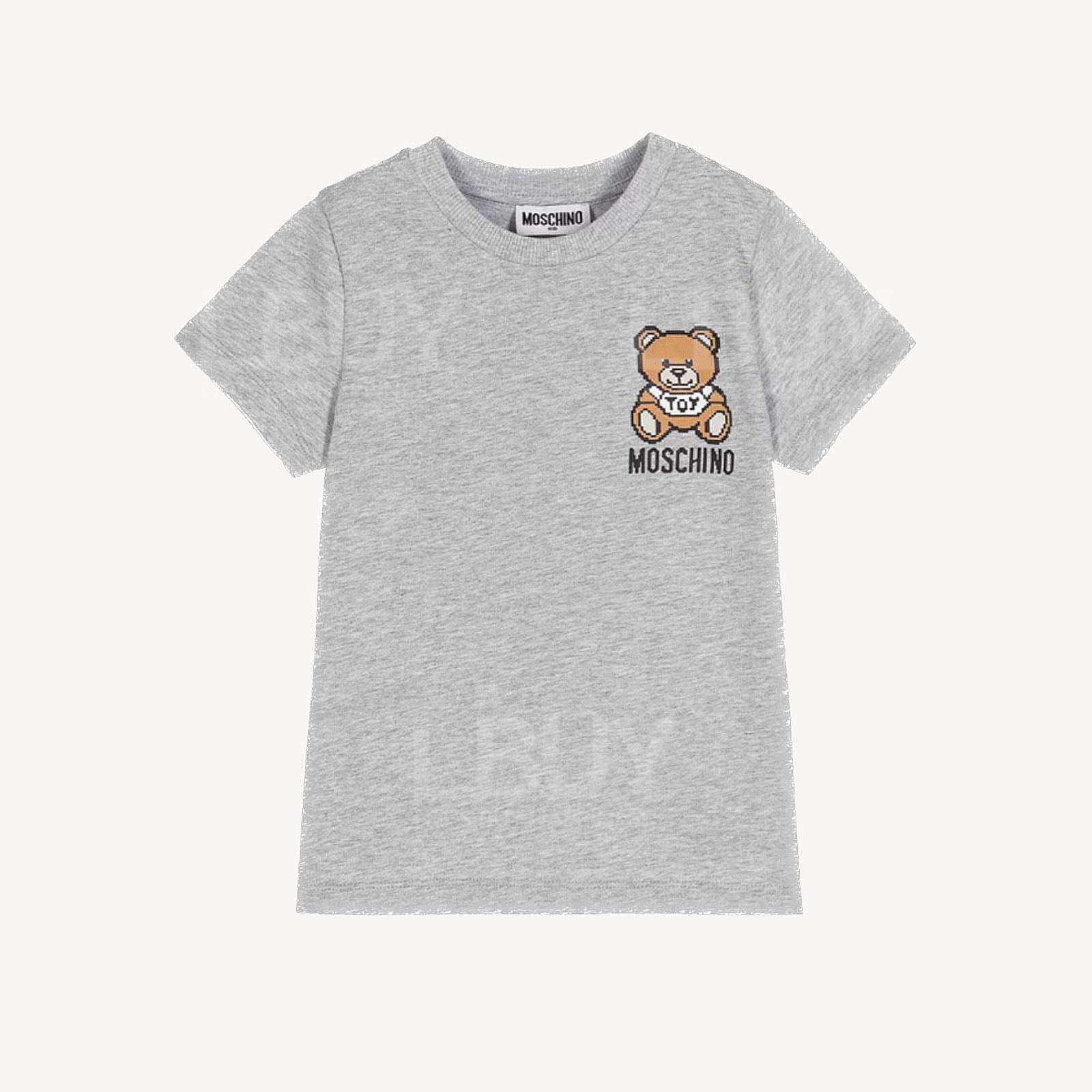 MOSCHINO童裝灰色像素小熊頭印花LOGO純棉短袖Short Sleeves Tee T-Shirt