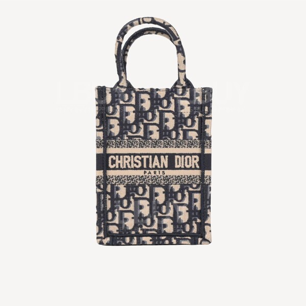 Dior-Dior Mini Book Tote Bag Blue Oblique Jacquard S5555