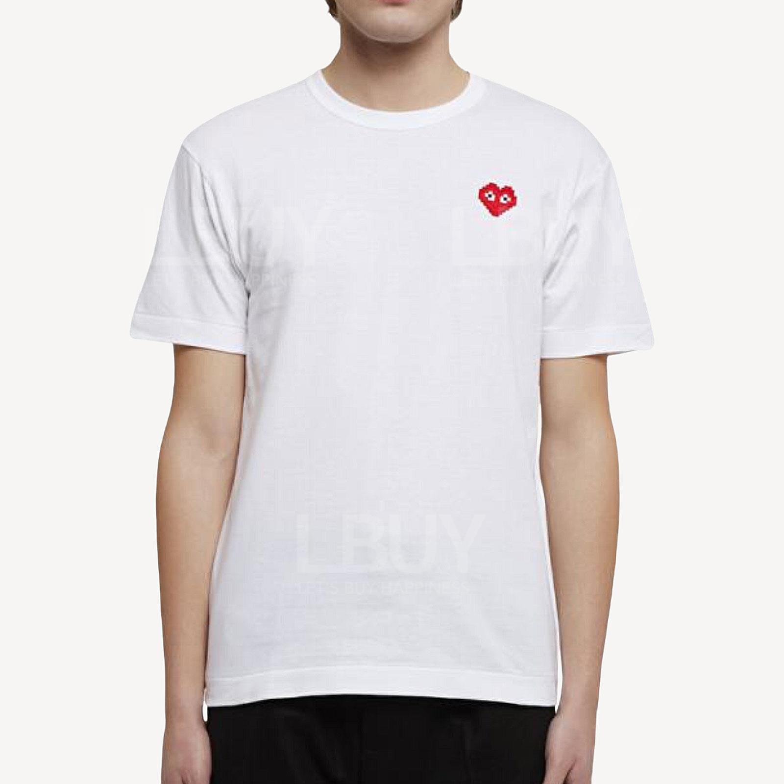 Comme des Garçons Play Invader Heart 紅色像素化心形Logo 男裝短袖T恤 P1T322