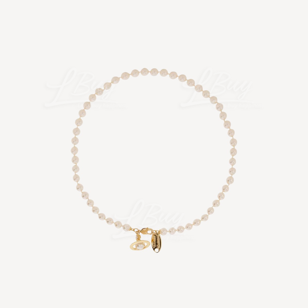 Vivienne Westwood Simonetta Pearl Necklace 立体吊坠珍珠金色颈链