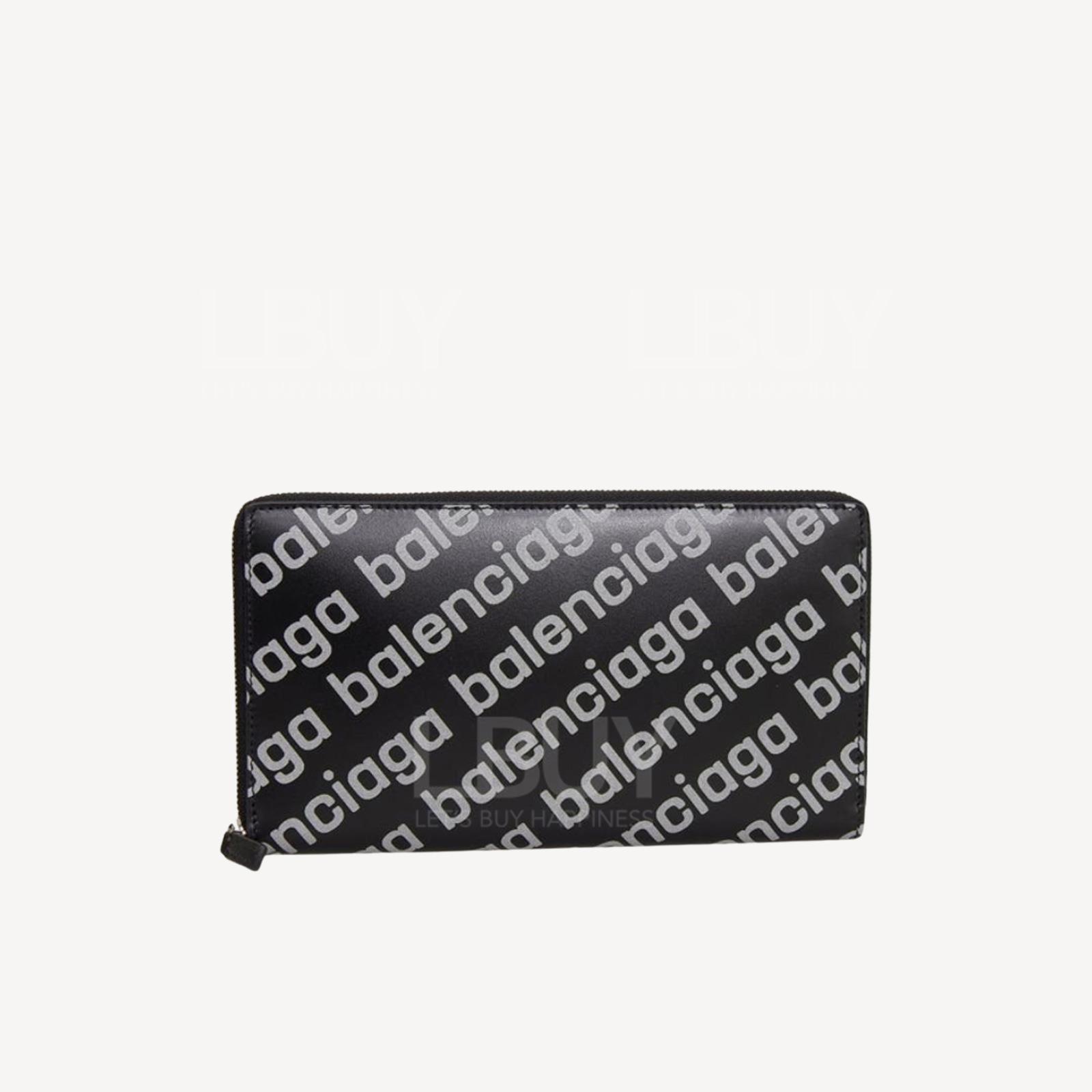 Balenciaga Logo ButtonWallet Card Holder Black