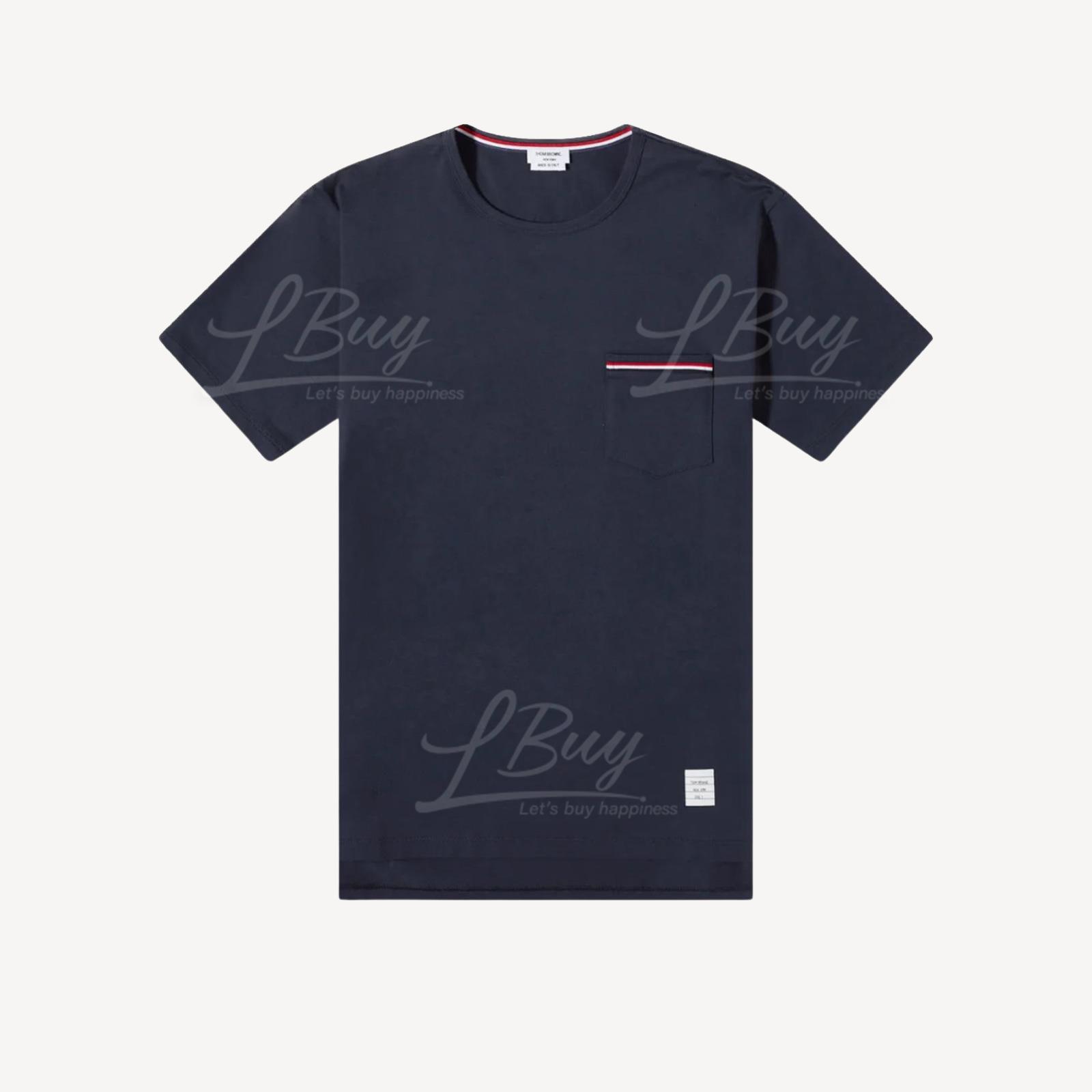 Thom Browne 红蓝织带口袋棉质 T恤 MJS010A