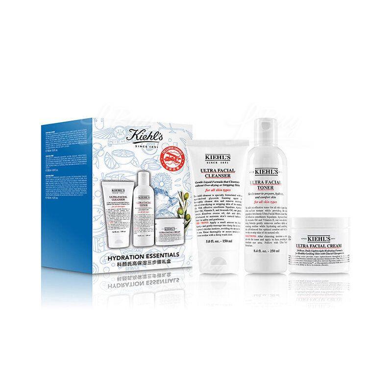 KIEHL'S Ultra Facial Hydration Essentials 3p-set (Facial Cleanser150ml, Facial Toner250ml, Facial Cream125ml)