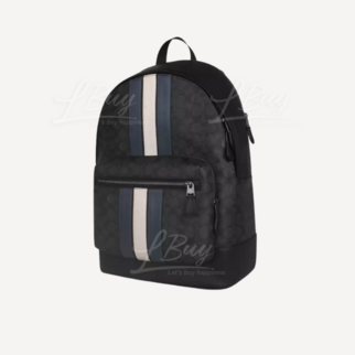 Coach West Backpack In Signature Canvas With Varsity Stripe Signature  CV922QBOH0