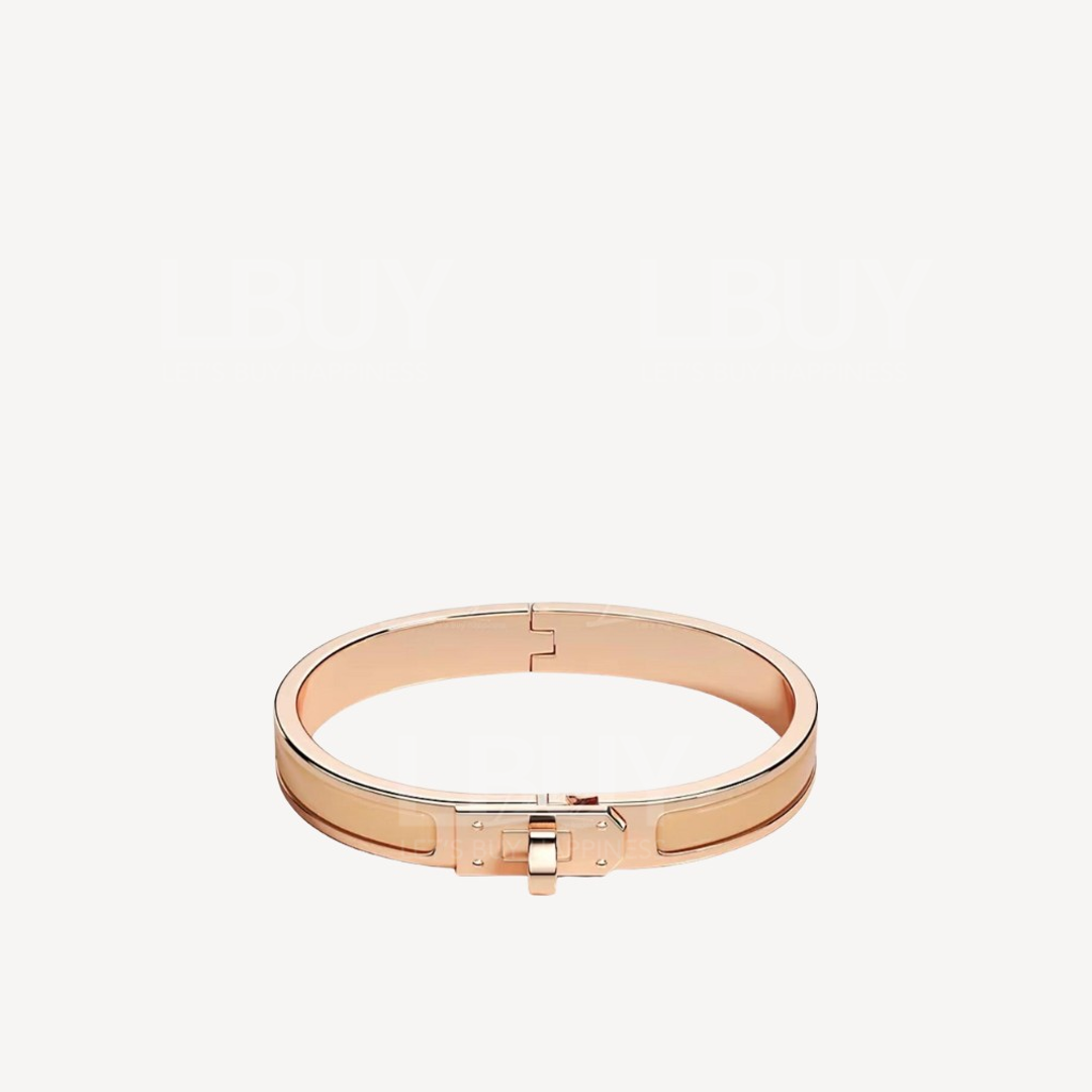 Hermes Mini Clic Kelly Bracelet Bangle New Gold with Rose Gold Buckle
