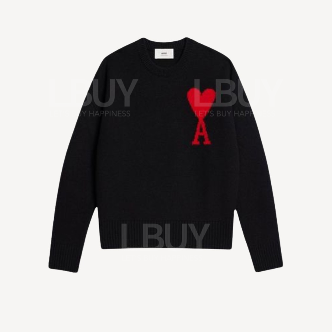 Ami Paris Black Red Heart Wool Sweater Black UKS006