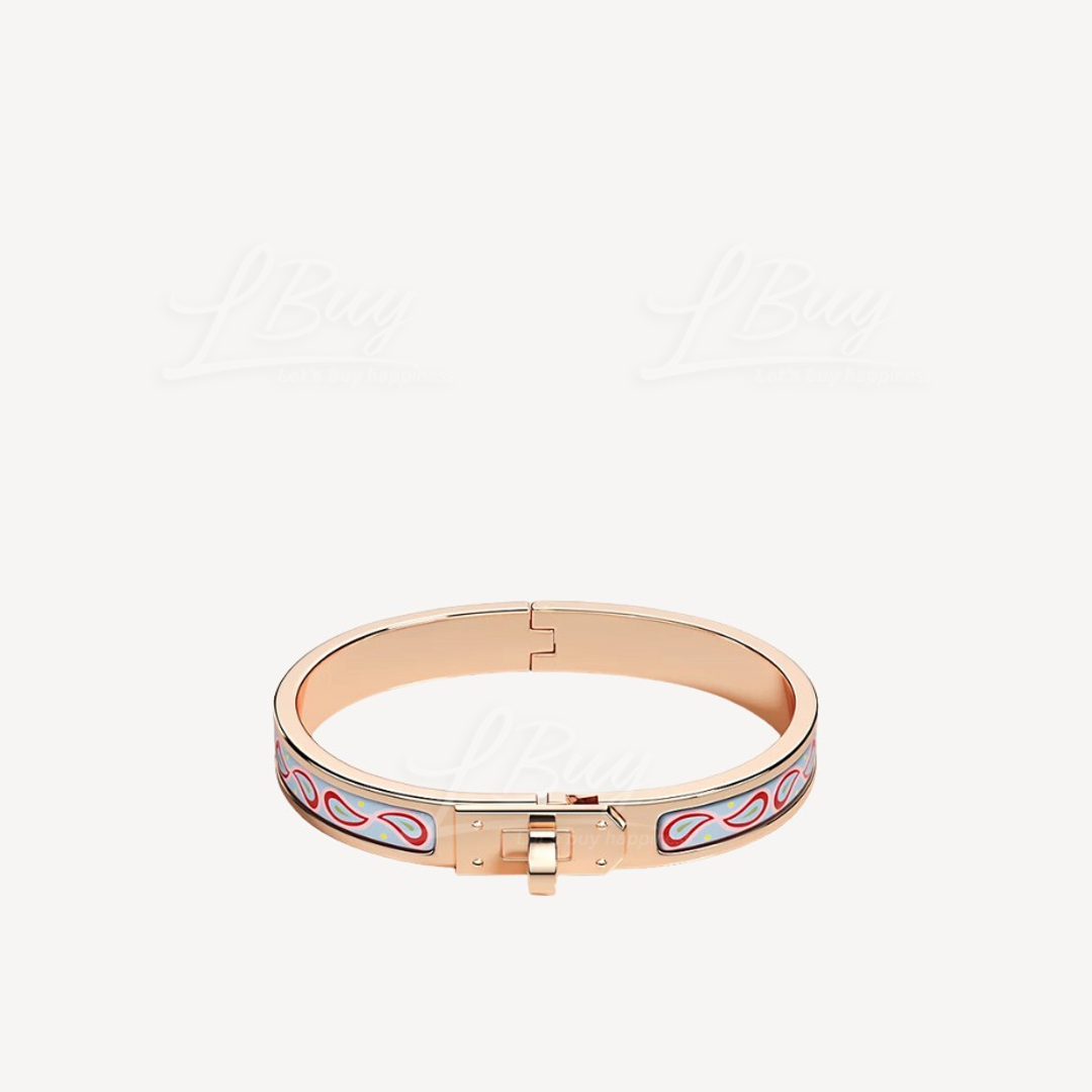 Hermes Mini Clic Kelly Palmettes Composees Bracelet Light Blue rghw