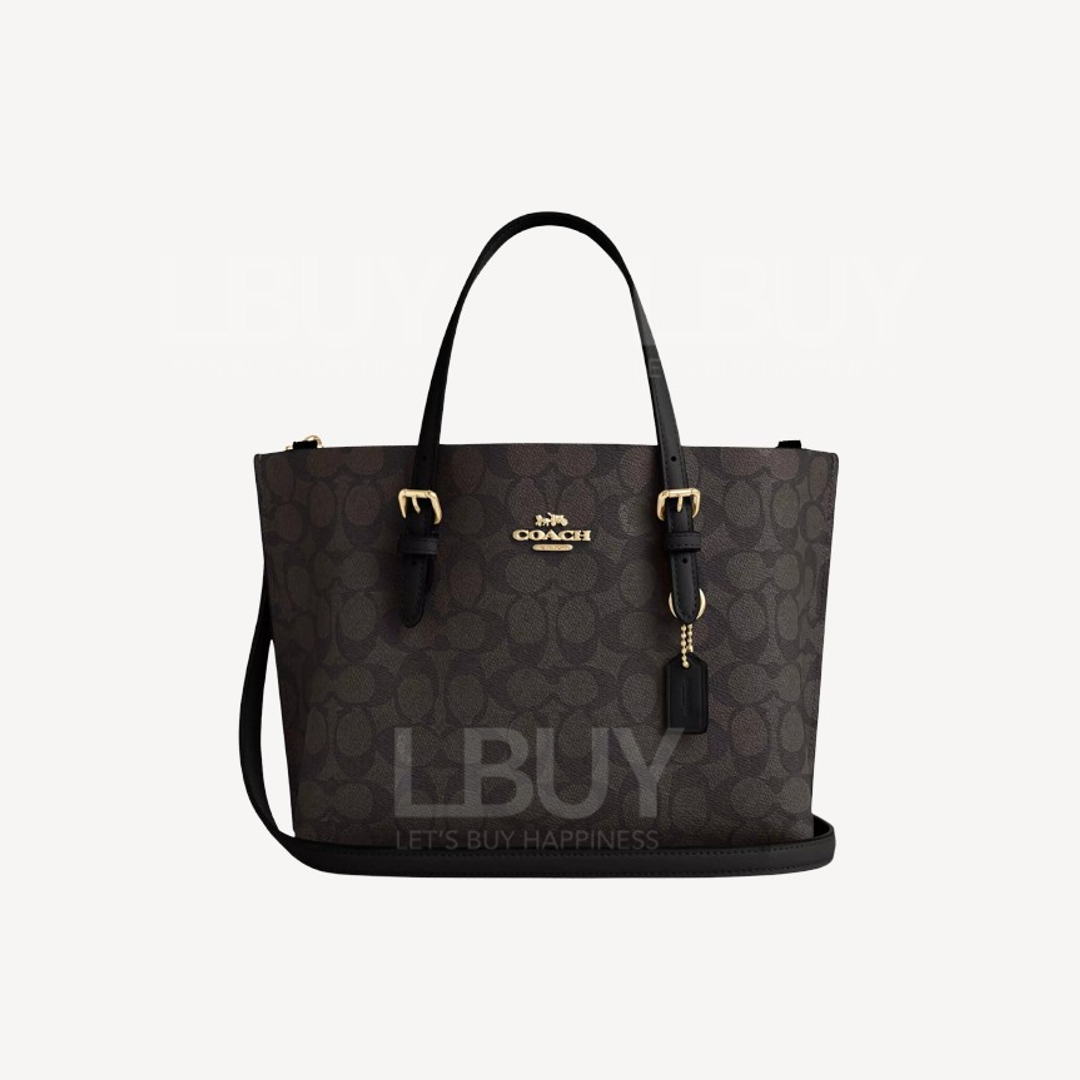 Coach Mollie Tote 25cm Bag 经典印花 胡桃木色 黑色 黑色內裡 CV965IMXAQ