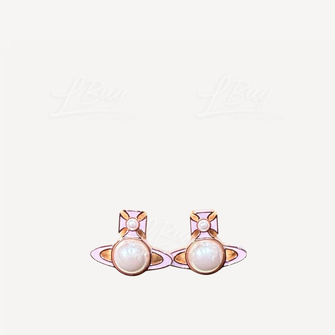 Vivienne Westwood Tillya Earrings 粉红珐琅 玫瑰金色耳环