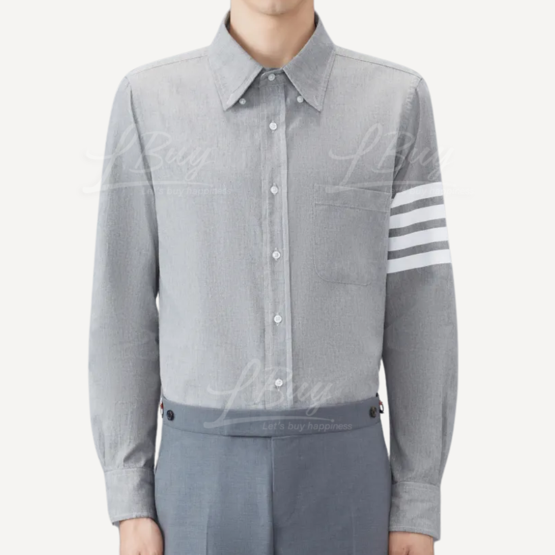Thom Browne 長袖紐扣牛津恤衫 灰色 MWL272E
