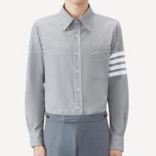 Thom Browne 長袖紐扣牛津恤衫 灰色 MWL272E