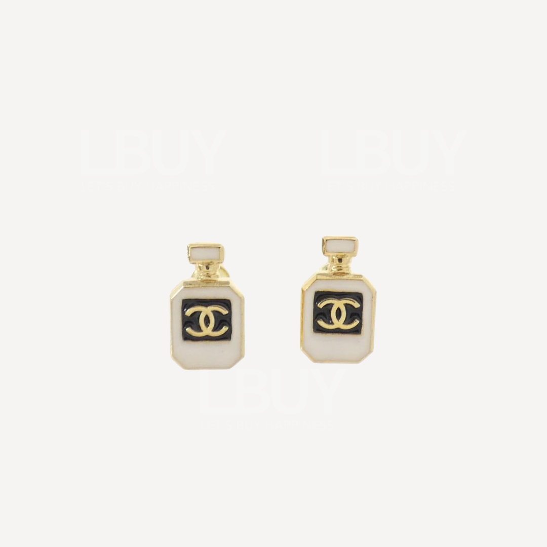 Chanel gold perfume bottle CC logo earrings ABF078