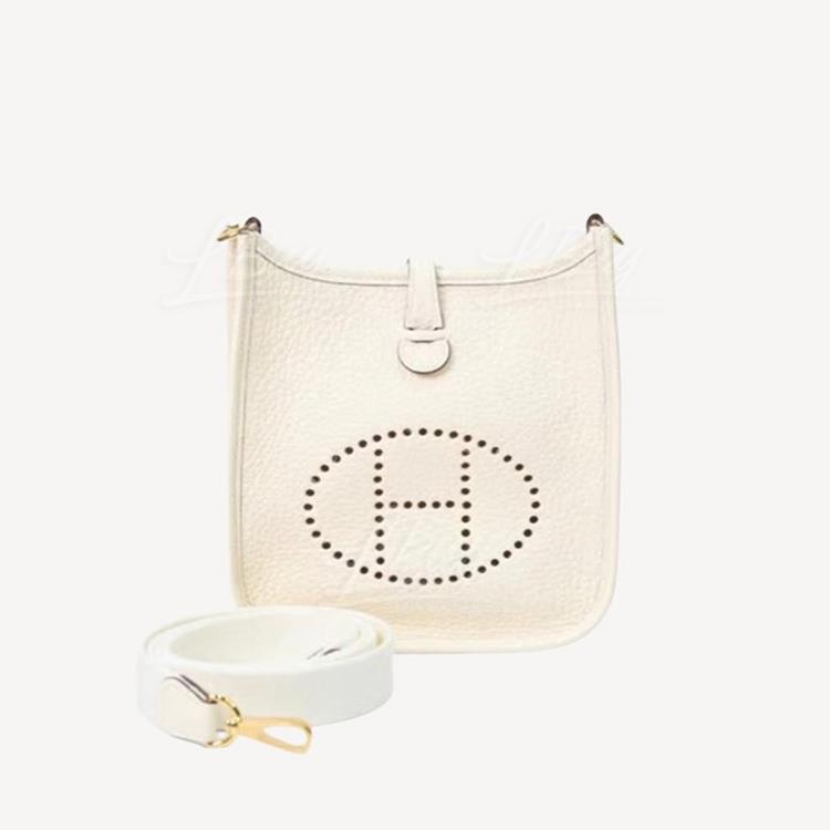 Hermes Mini Evelyne 16 Amazone Bag 奶油白配奶油白帶 金扣 W stamp