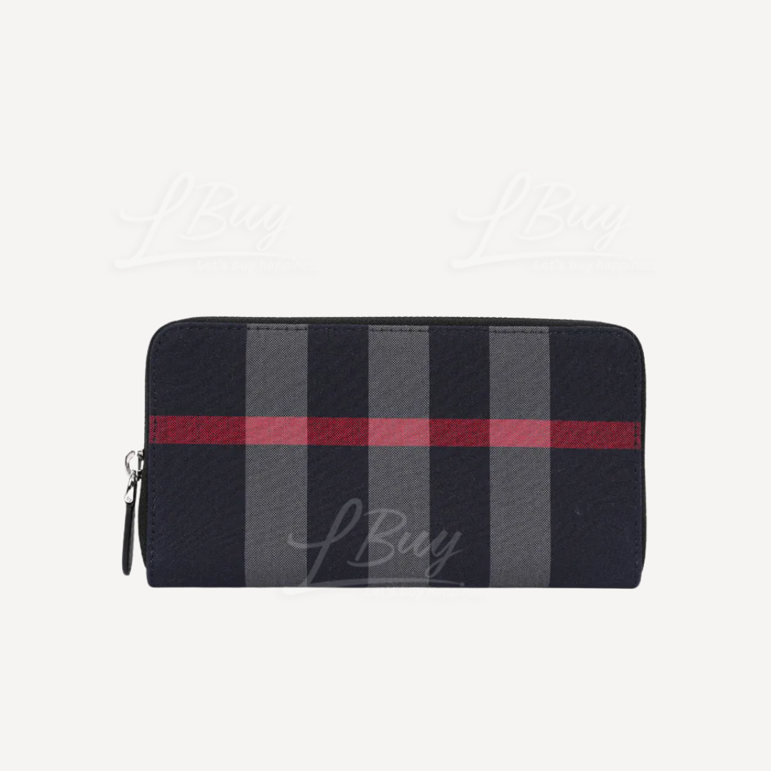 Burberry  黑灰色格仔 长银包 80840631