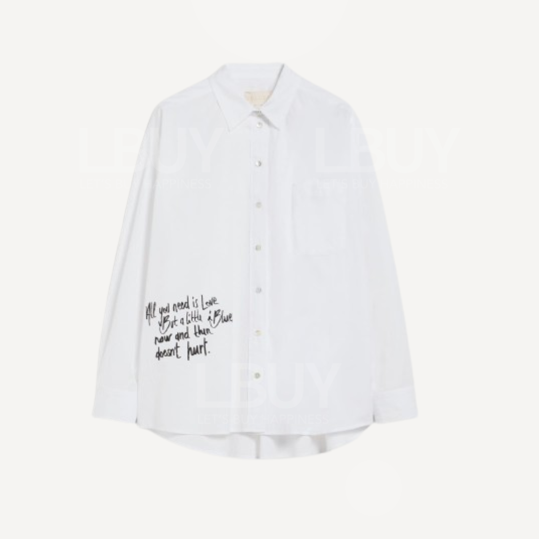 I Blues 白色寬鬆長袖恤衫