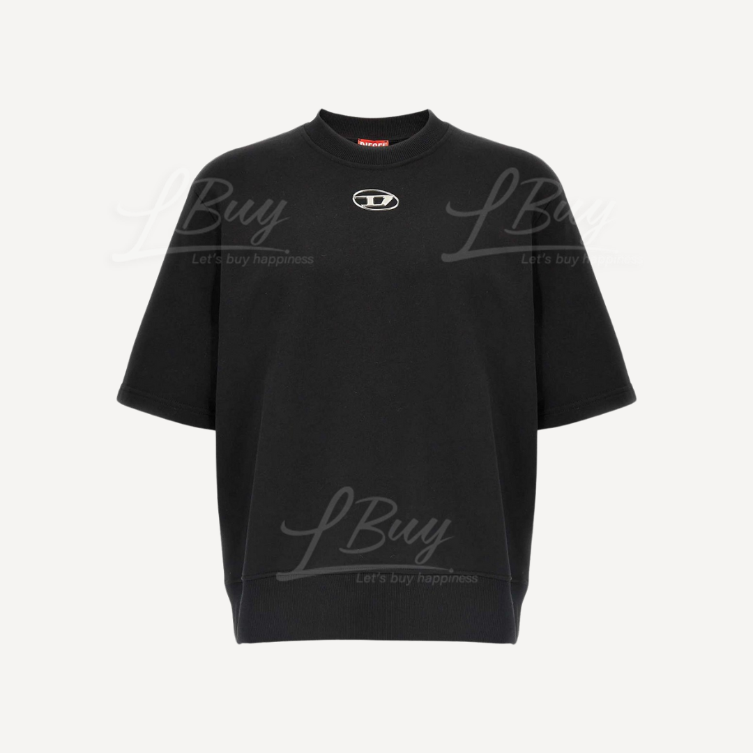 Diesel 黑色卫衣料银色logo短袖